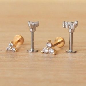 Flat Back 16G Stainless Steel Earring Pair